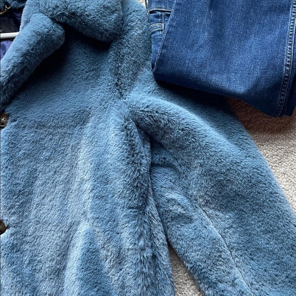 J. Crew Blue Faux Fur Coat - Picture 7 of 7